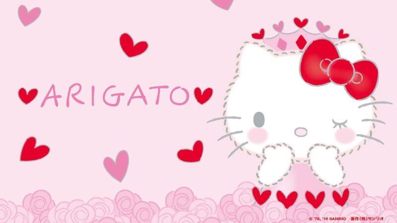 Nền hello kitty trái tim dễ thương