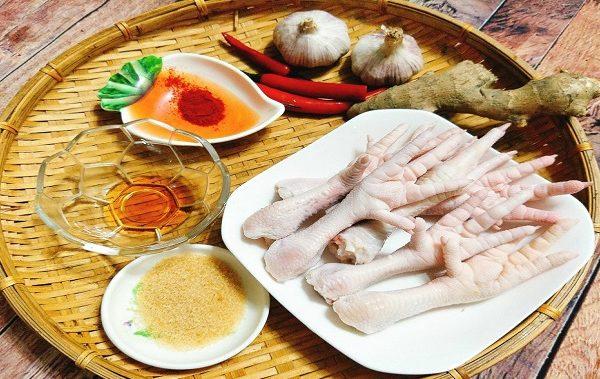 nguyên liệu cho mín chân gà luộc