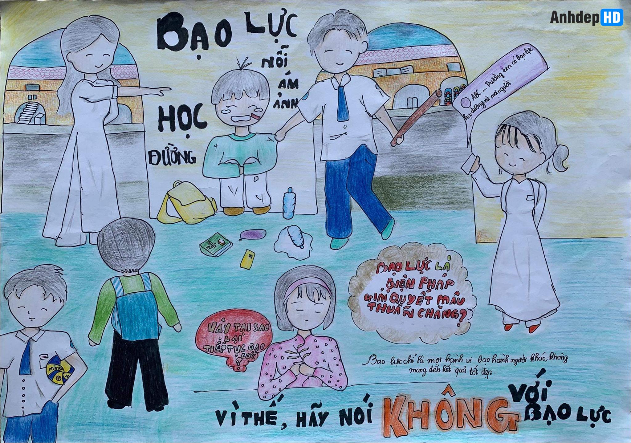 Vẽ tranh bạo lực học đường