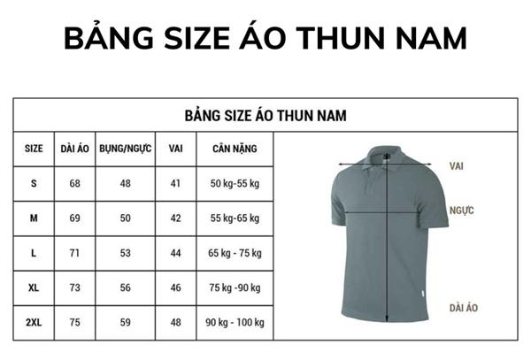 Cập nhật bảng size áo thun nam mới nhất hiện nay