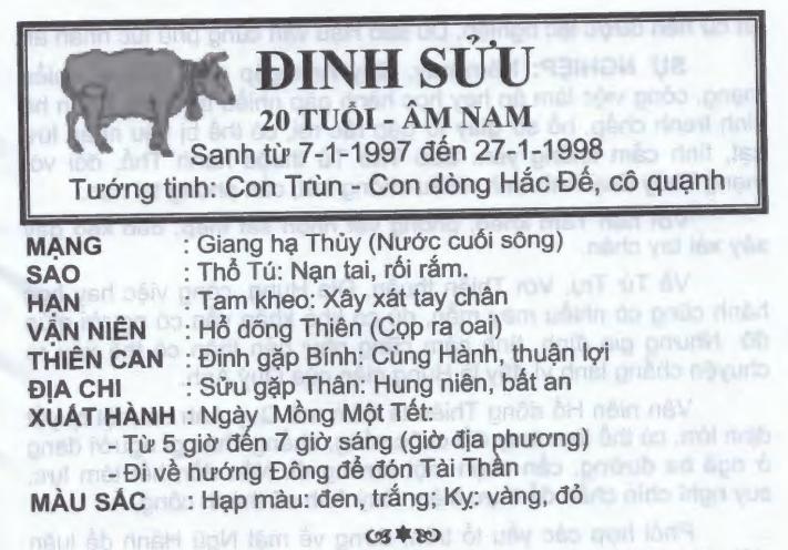 Xem bói tuổi nam đinh sửu 1997