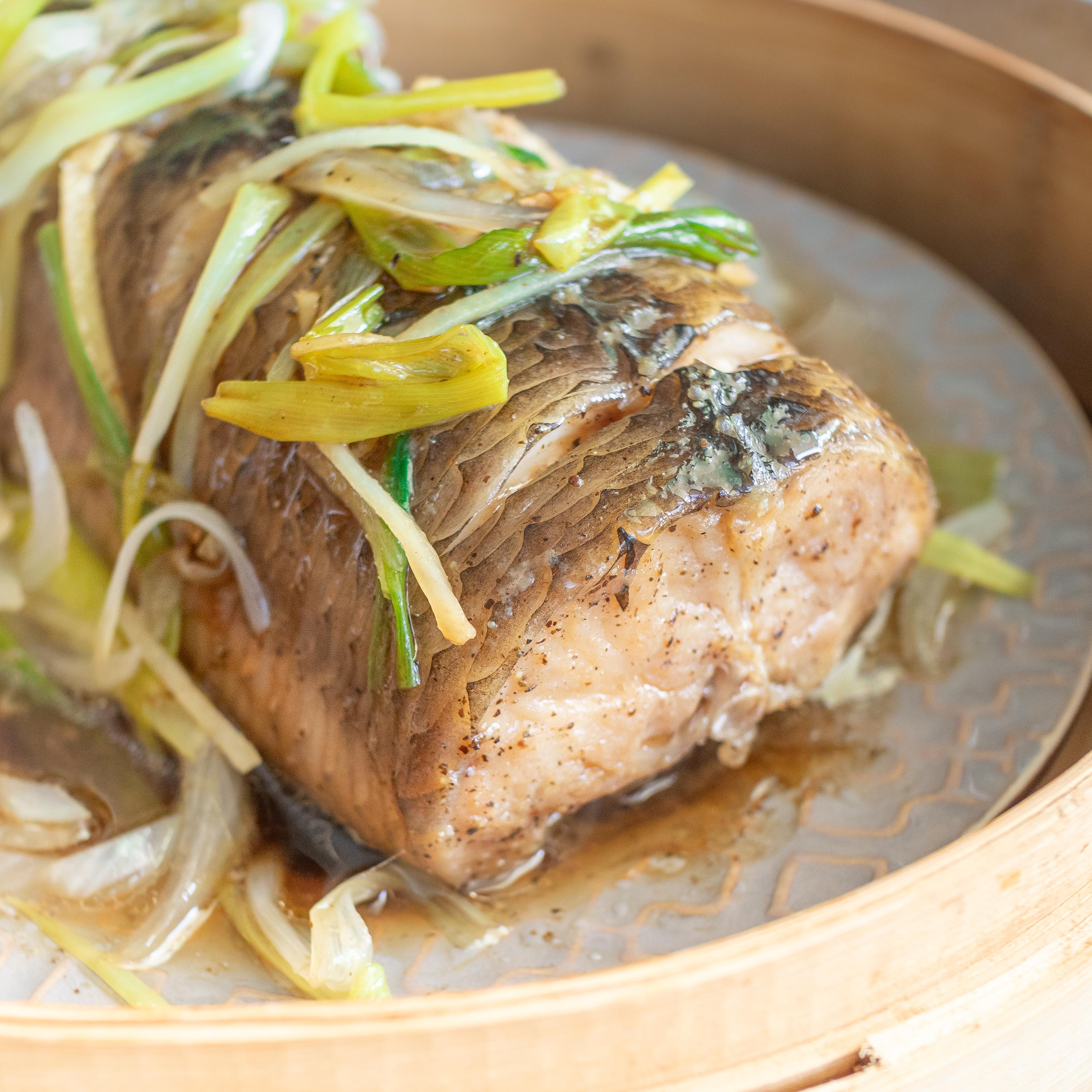 Steamed Fish with Scallions, Ginger and Soy Sauce Recipe (Ca Hap Gung Hanh)
