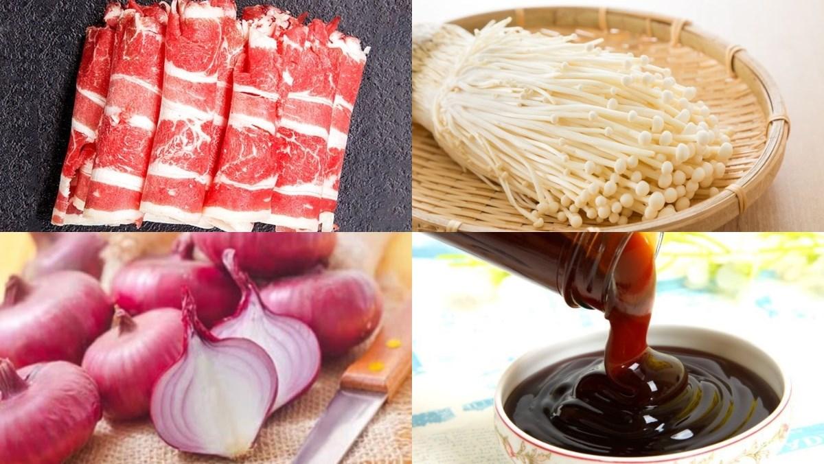 Nguyên liệu món ăn 2 cách làm bò cuộn nấm kim châm nướng